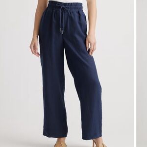 Quince Deep Blue Wide Leg Linen Pants Woman’s Size Small
